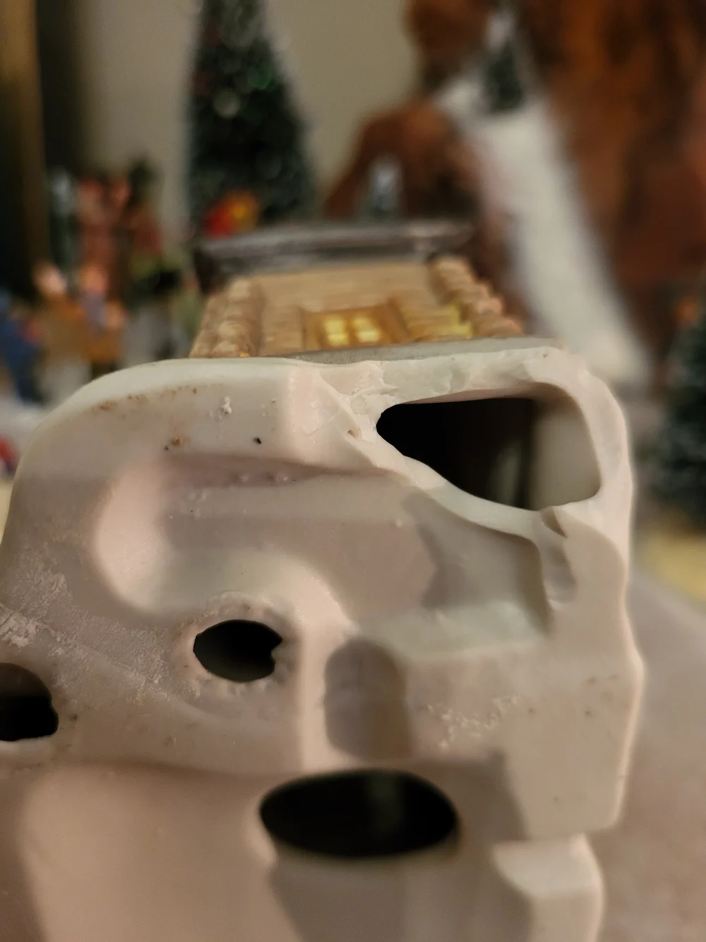 Holiday Time Christmas Village Wood Carving Workshop Log Cabin Bear